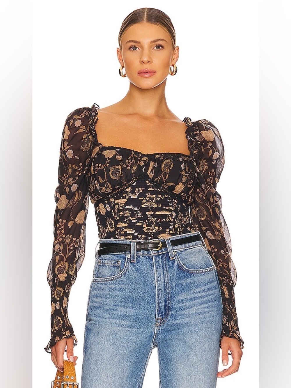 Free People Brunch Date Longsleeve Blouse - Small